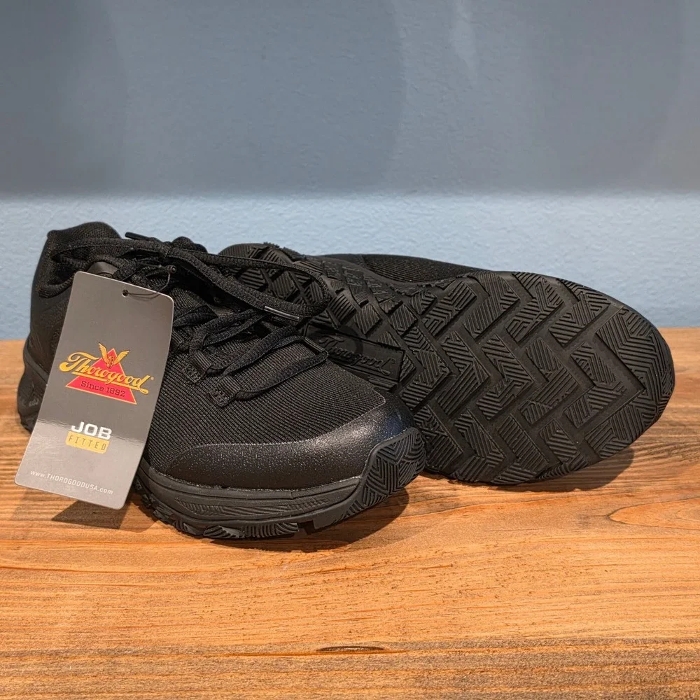 Thorogood Kids Job Fitted Sneakers Black Mesh Athletic Uniform Shoes Size 4.5Y